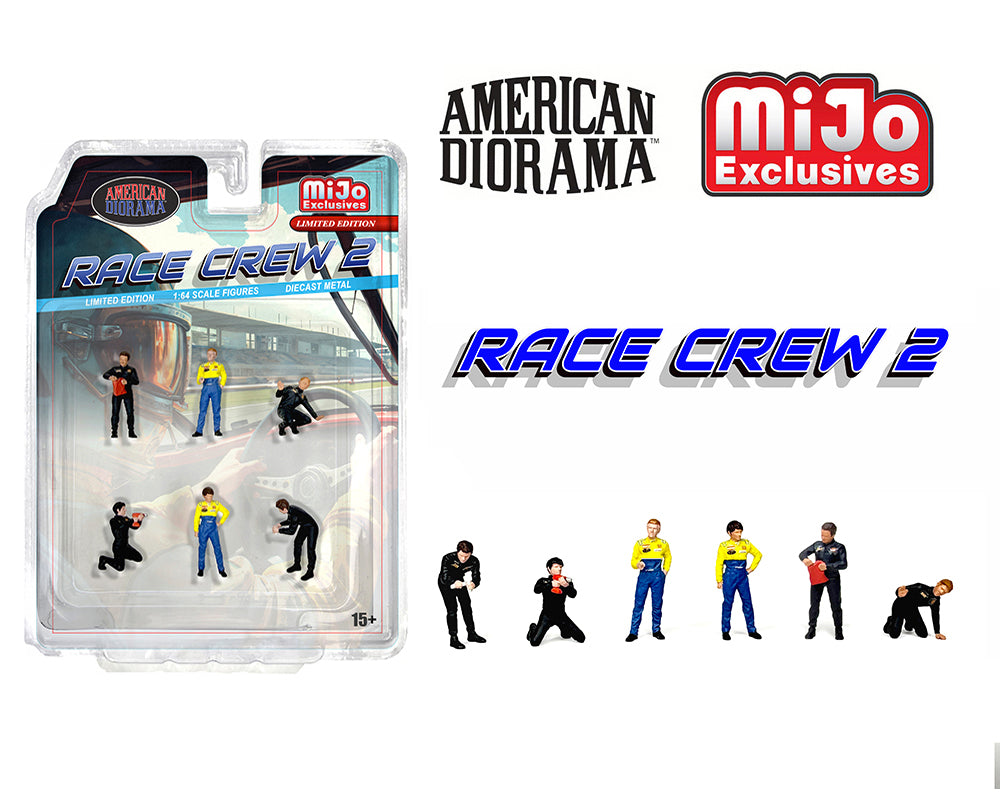 (Coming Soon) American Diorama 1:64 Figures Set Race Crew II – MiJo Exclusives – Limited Edition