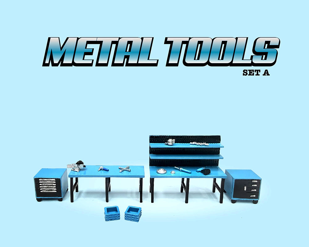 (Coming Soon) American Diorama 1:64 Metal Tools Set A Blue – Mijo Exclusives