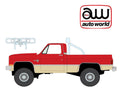 (Coming Soon) Auto World 1987 Chevy Silverado Fleetside 4×4 w/Roll Bar & Push Bar- Red
