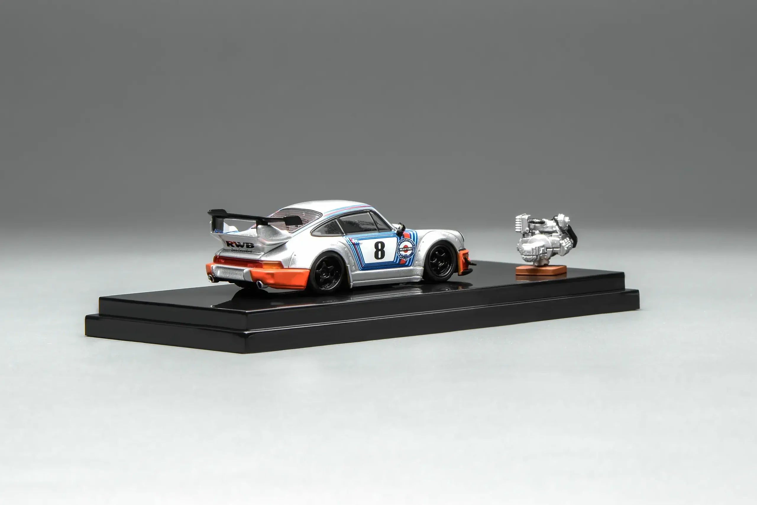 (Coming Soon) MOTORHELIX 1/64 RWB 964 Martini with magnetic air-cooled engine