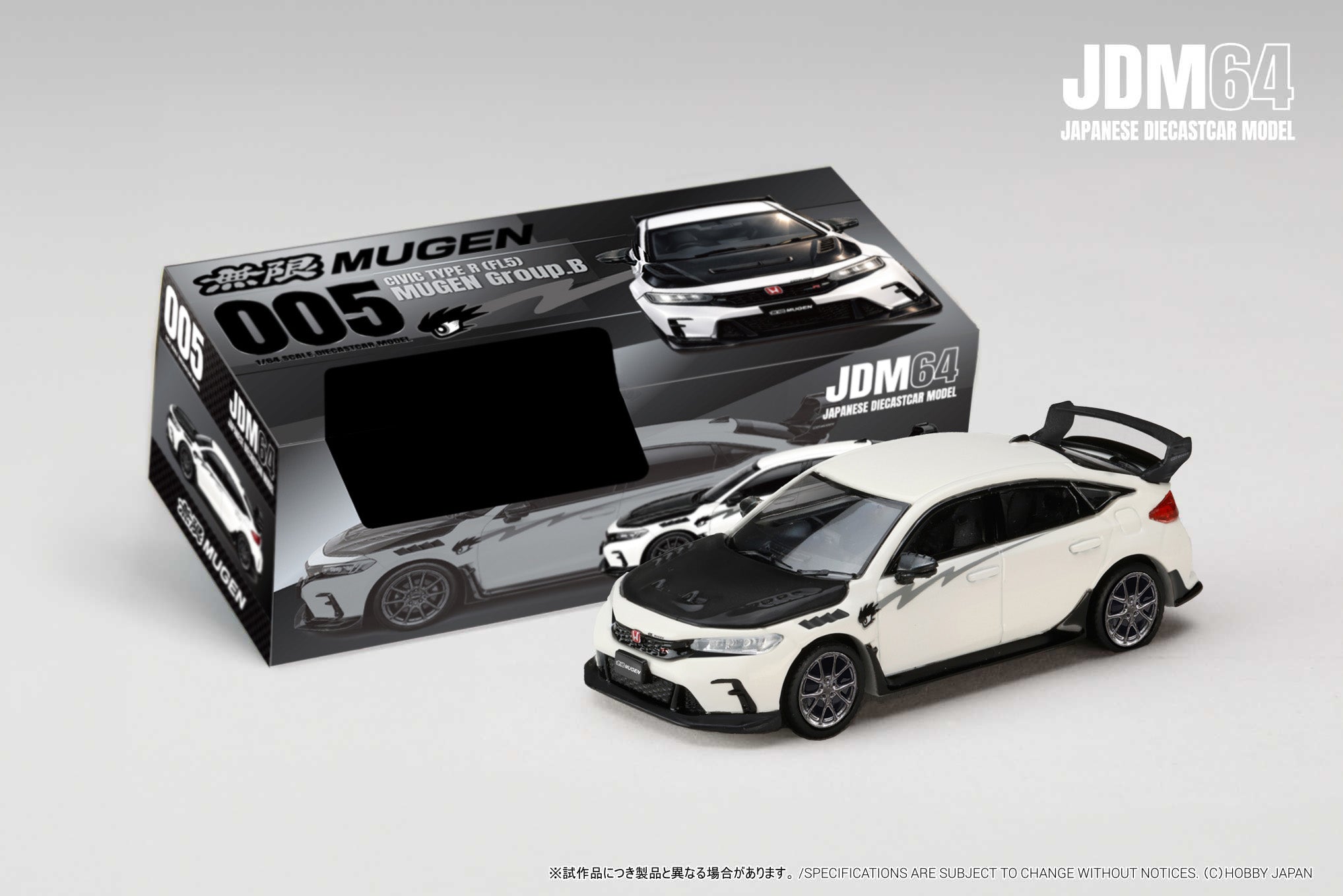 (Coming Soon) HOBBY JAPAN JDM64 1/64 CIVIC TYPE R (FL5) MUGEN - CHAMPIONSHIP WHITE
