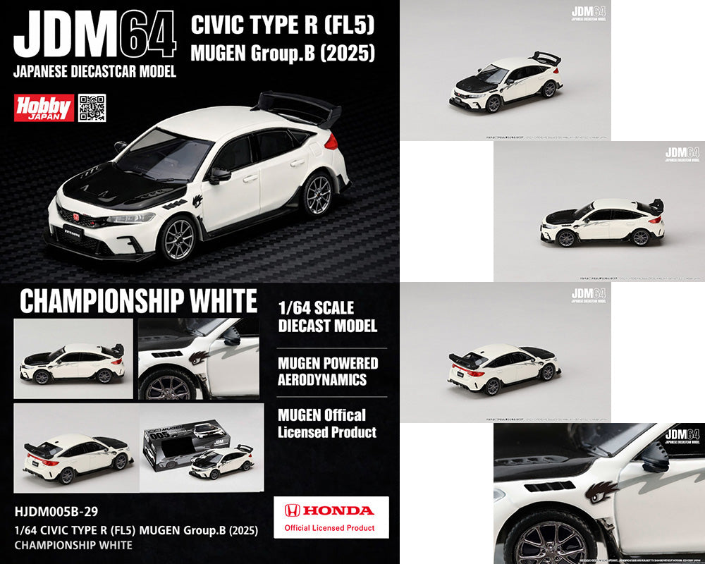 (Coming Soon) HOBBY JAPAN JDM64 1/64 CIVIC TYPE R (FL5) MUGEN - CHAMPIONSHIP WHITE