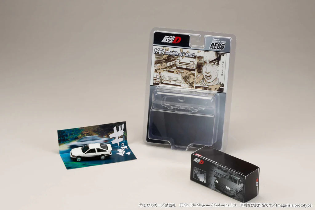 (Coming Soon) HOBBY JAPAN JDM64 1/64 Toyota COROLLA LEVIN (AE86) / Initial D Wataru Akiyama vs Takumi Fujiwara (Includes 2 random cards)