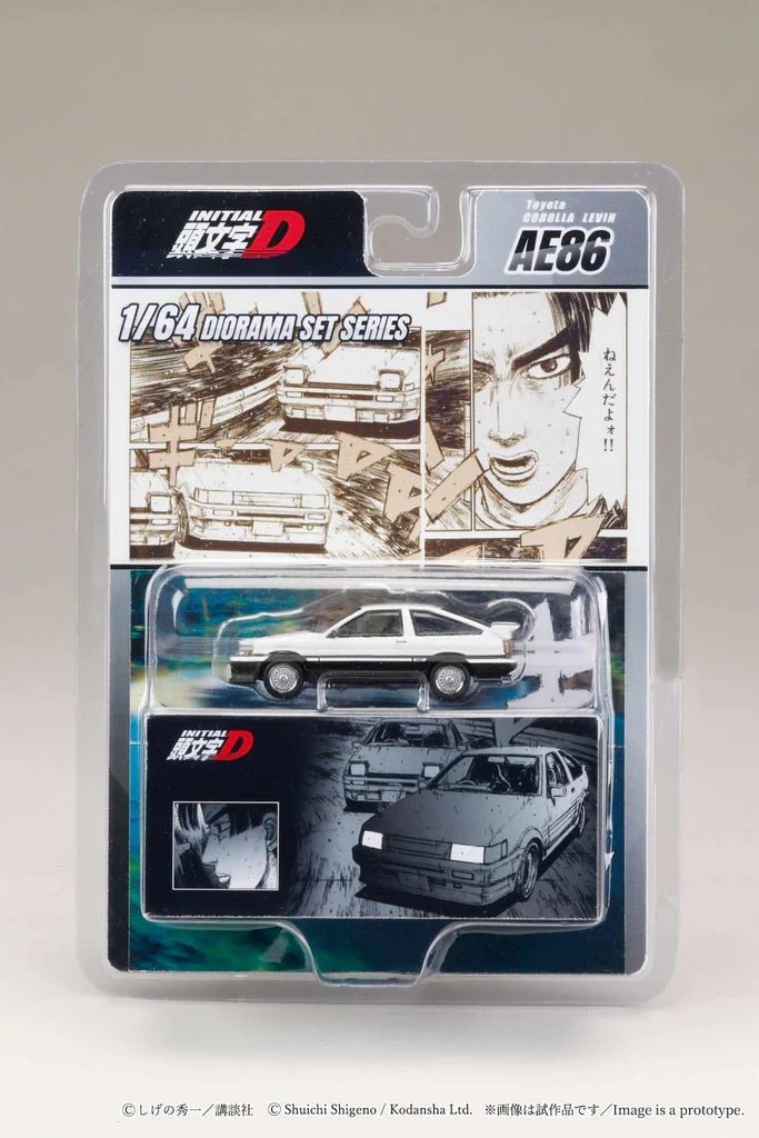 (Coming Soon) HOBBY JAPAN JDM64 1/64 Toyota COROLLA LEVIN (AE86) / Initial D Wataru Akiyama vs Takumi Fujiwara (Includes 2 random cards)