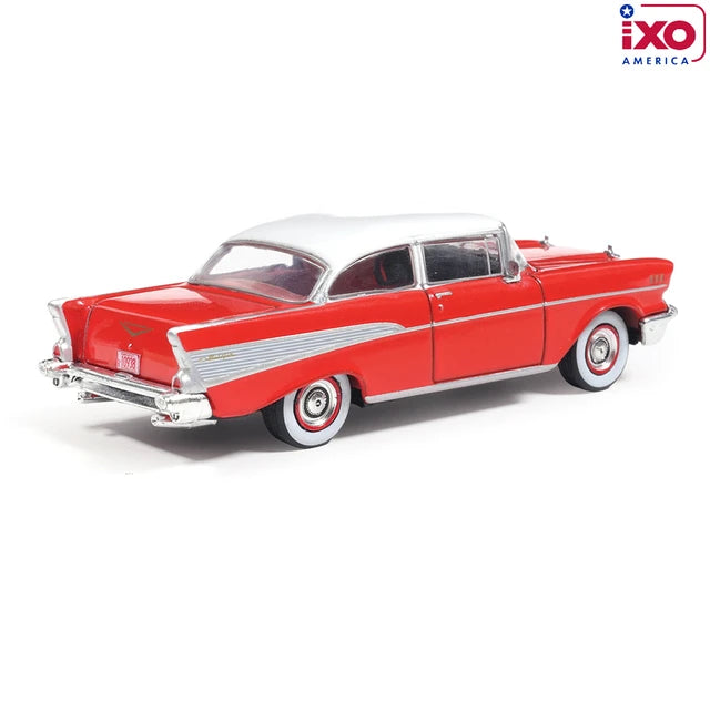 (Coming Soon) IXO America 1:64 Scale 1957 Chevrolet Bel Air Sedan - Matador Red and India Ivory