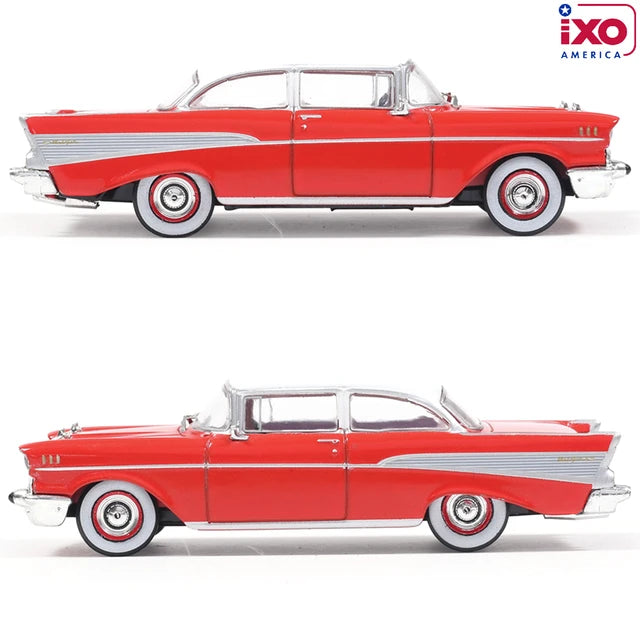 (Coming Soon) IXO America 1:64 Scale 1957 Chevrolet Bel Air Sedan - Matador Red and India Ivory