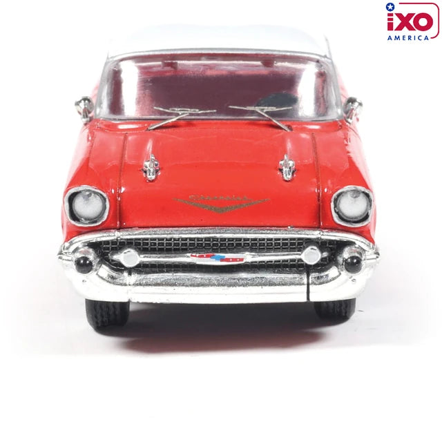 (Coming Soon) IXO America 1:64 Scale 1957 Chevrolet Bel Air Sedan - Matador Red and India Ivory