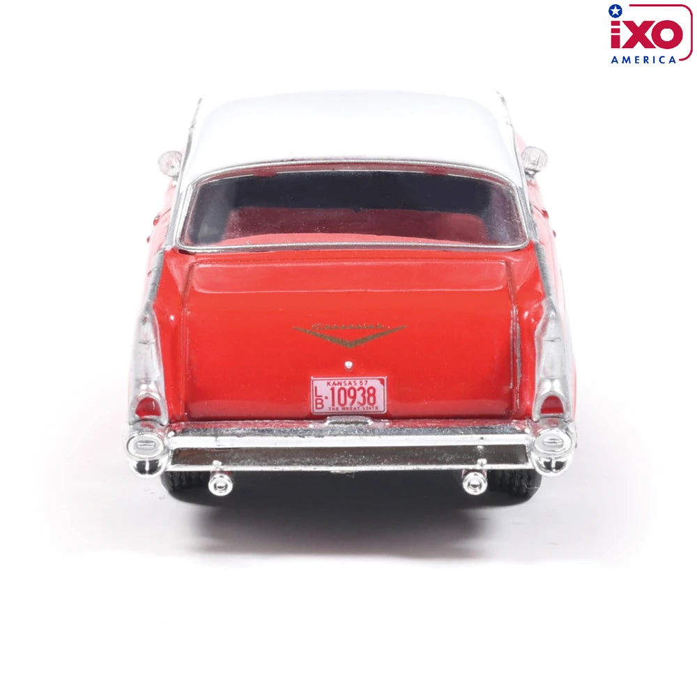 (Coming Soon) IXO America 1:64 Scale 1957 Chevrolet Bel Air Sedan - Matador Red and India Ivory