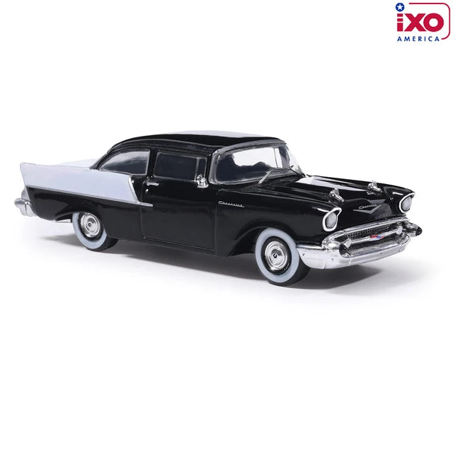 (Coming Soon) IXO America 1:64 Scale 1957 Chevrolet One-Fifty Sedan - Onyx Black and India Ivory