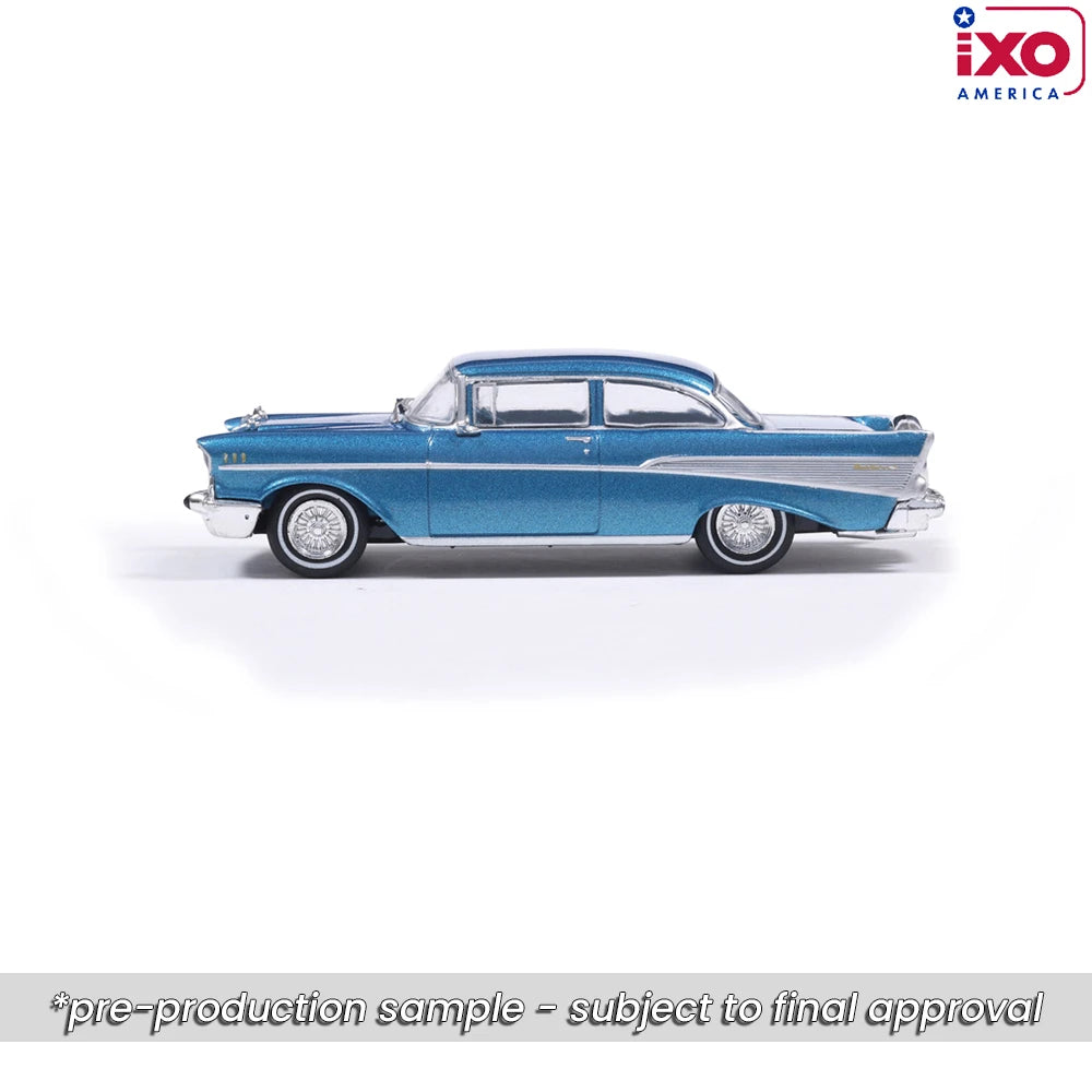 (Coming Soon) IXO America 1:64 1957 Chevrolet Bel Air Sedan with Continental Kit - Harbor Blue