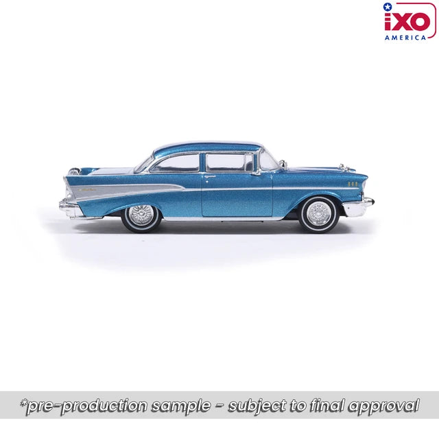 (Coming Soon) IXO America 1:64 1957 Chevrolet Bel Air Sedan with Continental Kit - Harbor Blue