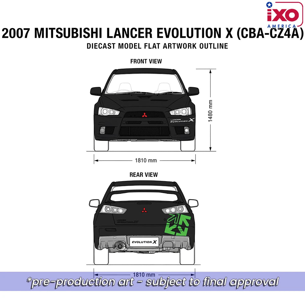 (Coming Soon) IXO America 1:64 2007 Mitsubishi Lancer Evolution X (CBA-CZ4A) - L.A. Street Edition