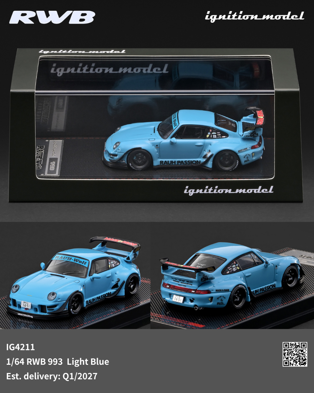 (Pre-Order) IGNITION MODEL 1/64 RWB 993 Light Blue  **DEADLINE July 11, 2026**