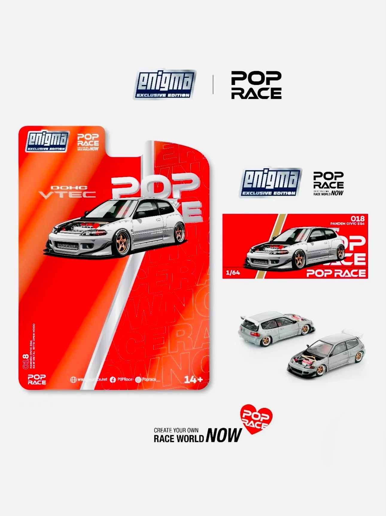 POPRACE Enigma Exclusive Pandem Civic EG6 Raw Metal #018 CHASE