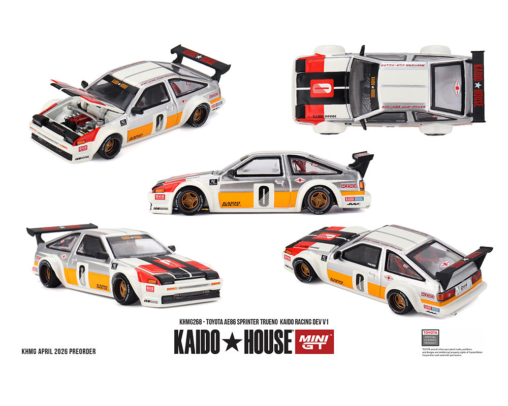 (Coming Soon) Kaido House x Mini GT Toyota AE86 Sprinter Trueno Kaido Racing Dev V1 – White