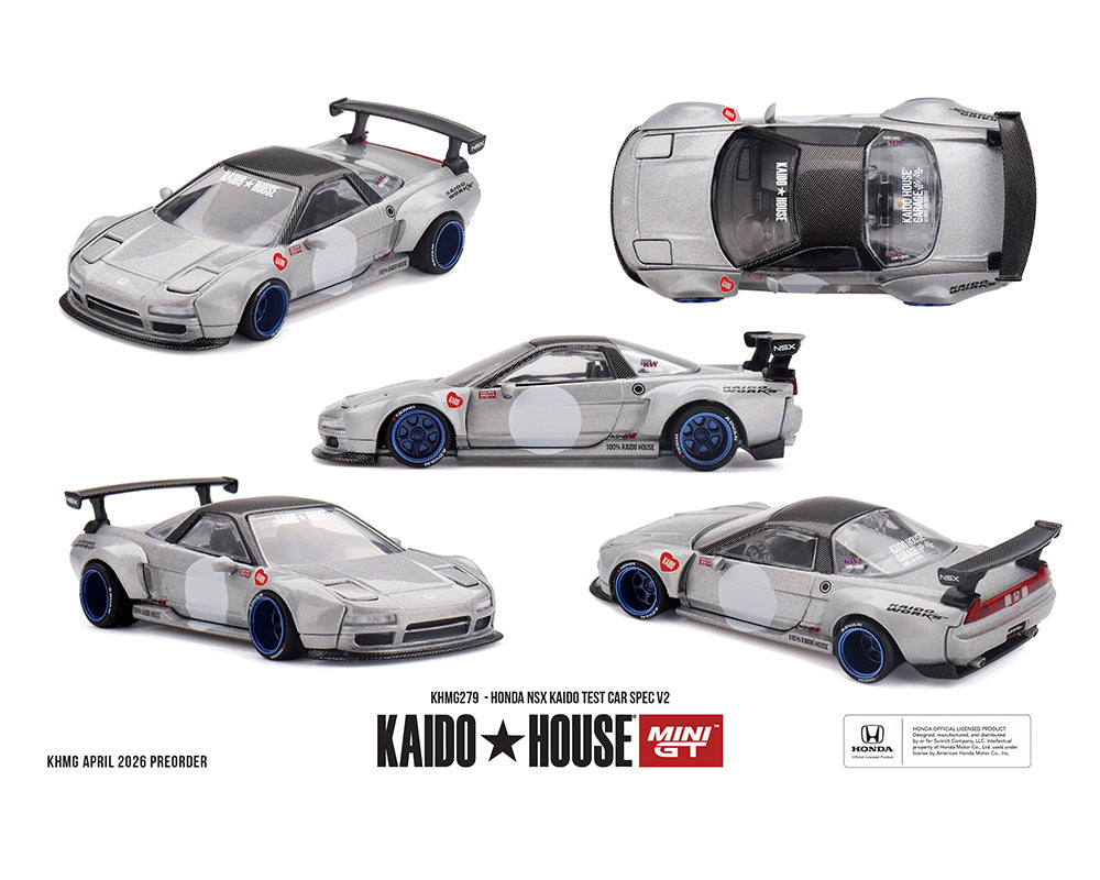 (Coming Soon) Kaido House x Mini GT Honda NSX Kaido Test Car Spec V2 – Silver w/ Carbon