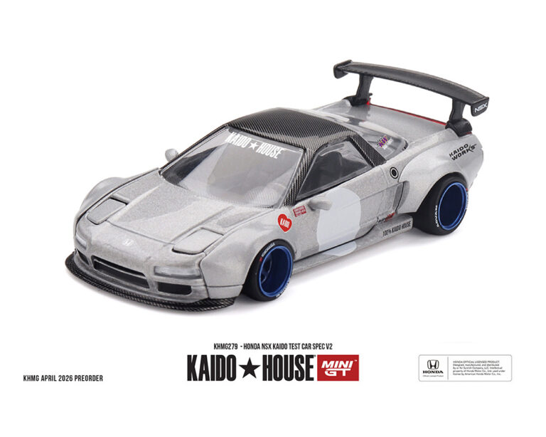 (Coming Soon) Kaido House x Mini GT Honda NSX Kaido Test Car Spec V2 – Silver w/ Carbon