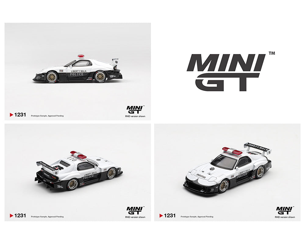 (Coming Soon) Mini GT 1:64 MAZDA RX-7 LB-Super Silhouette Police – White – Limited Edition