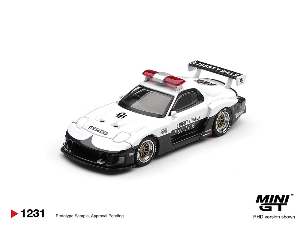 (Coming Soon) Mini GT 1:64 MAZDA RX-7 LB-Super Silhouette Police – White – Limited Edition