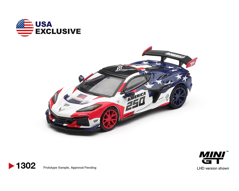 (Coming Soon) Mini GT 1:64 Chevrolet Corvette ZR1 America 250 USA Exclusive LHD- Limited Edition – Mijo Exclusives