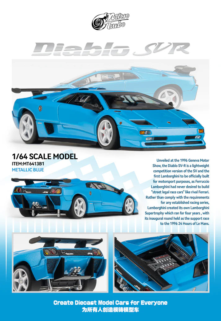 (Coming Soon) MICROTURBO 1/64 Custom Diablo SVR - Metallic Blue