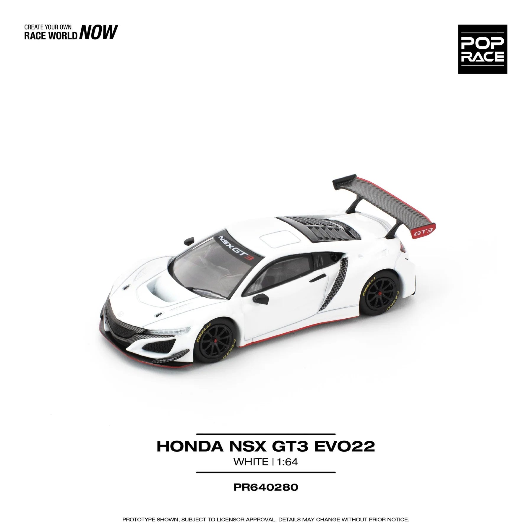 (Coming Soon) POPRACE 1/64 HONDA NSX GT3 EVO22 - WHITE