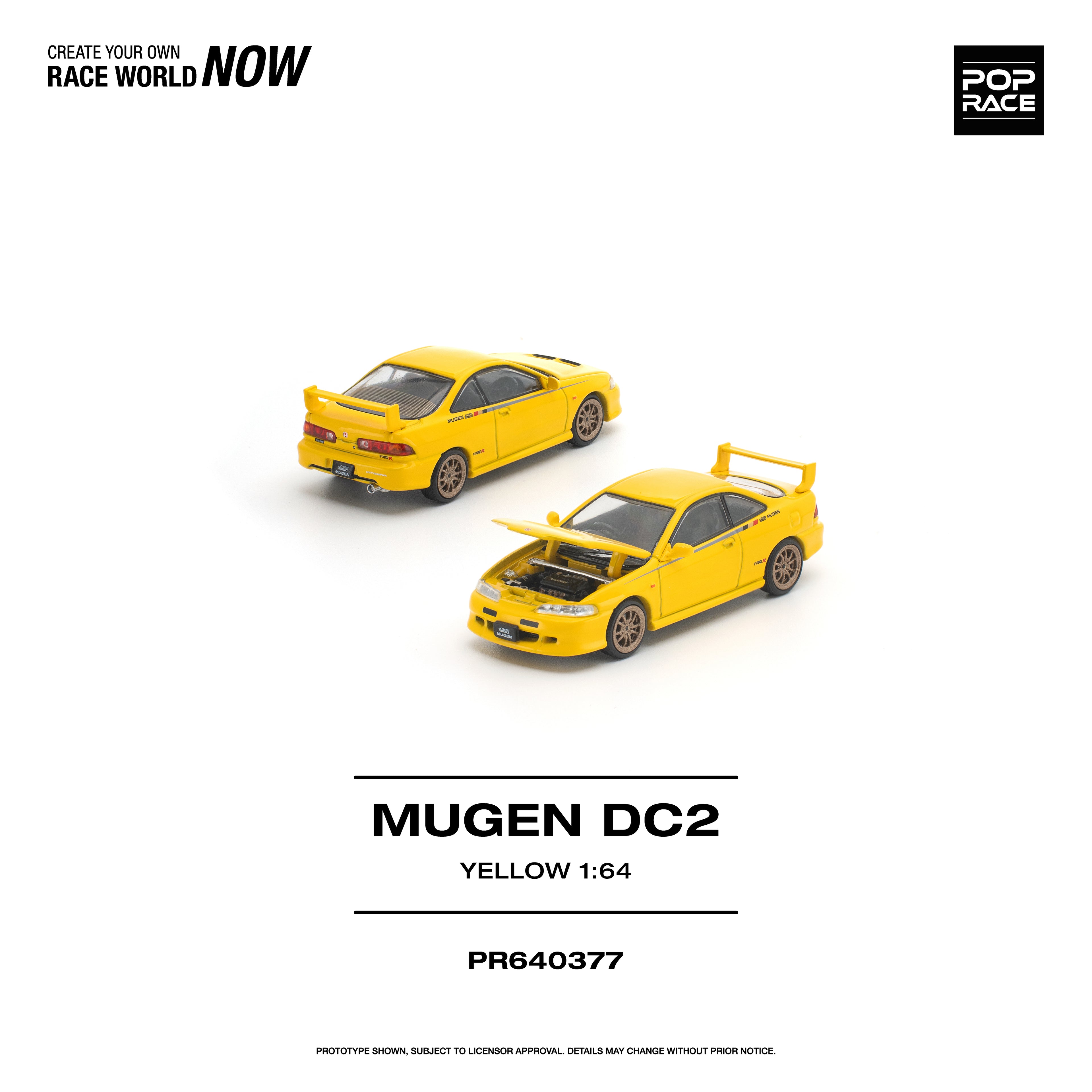 (Coming Soon) POPRACE 1/64 MUGEN DC2 - YELLOW