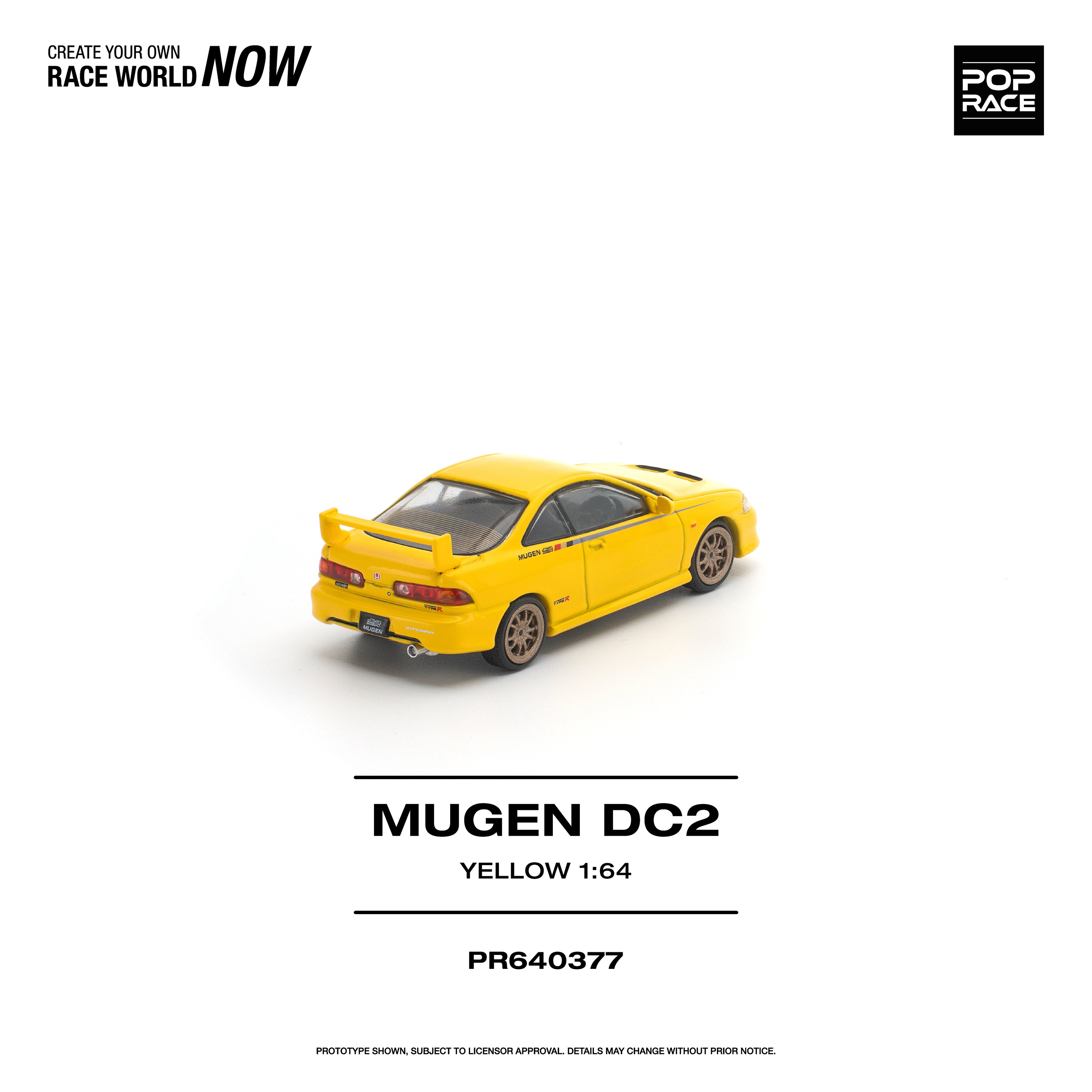 (Coming Soon) POPRACE 1/64 MUGEN DC2 - YELLOW