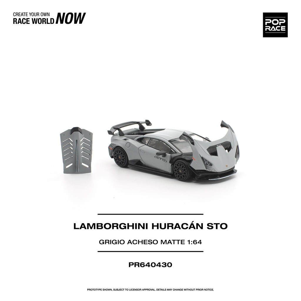 (Coming Soon) POPRACE 1/64 LAMBORGHINI HURACAN STO GRIGIO ACHESO MATTE