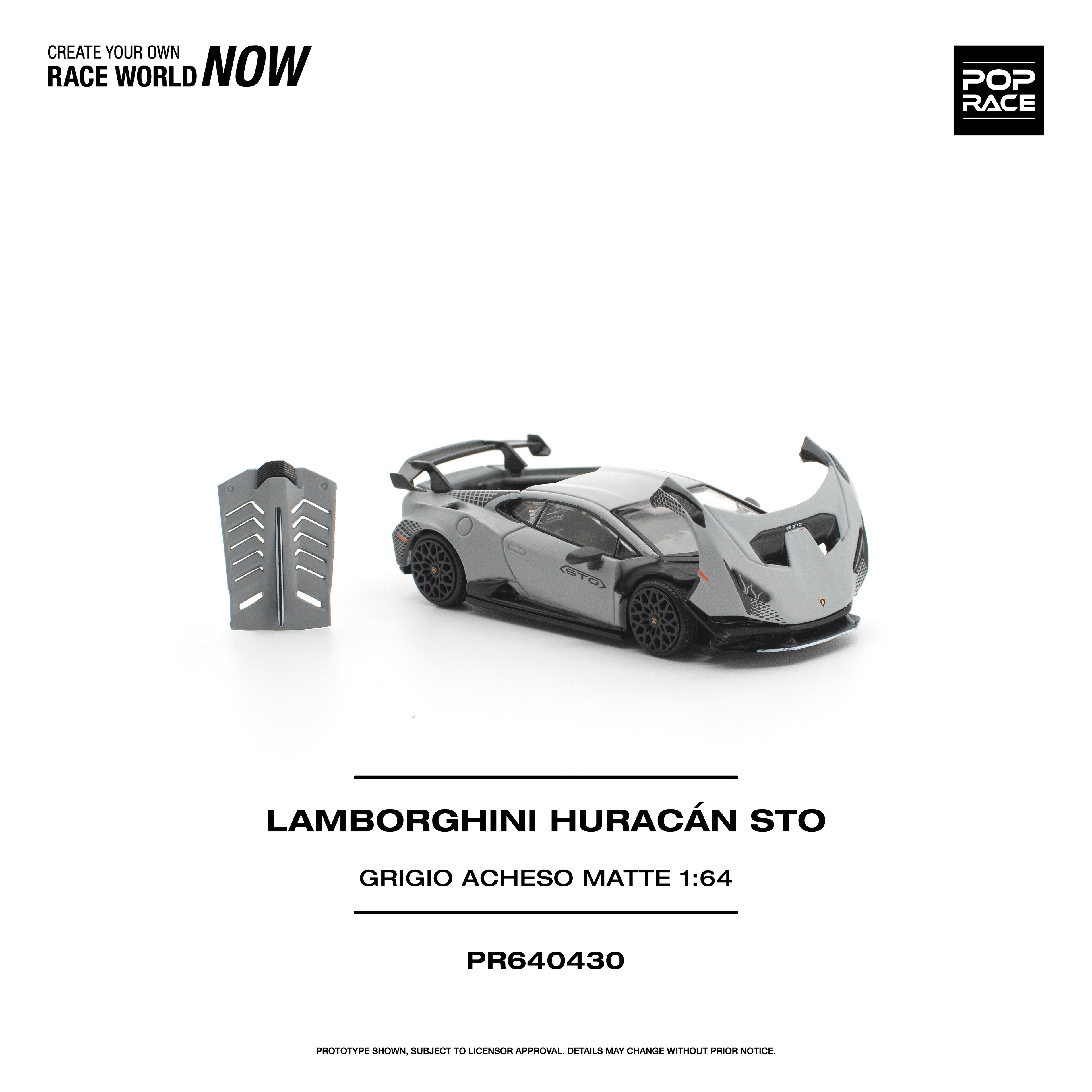 (Coming Soon) POPRACE 1/64 LAMBORGHINI HURACAN STO GRIGIO ACHESO MATTE