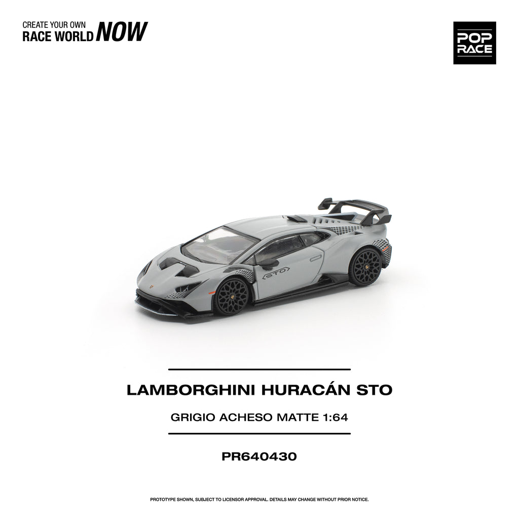 (Coming Soon) POPRACE 1/64 LAMBORGHINI HURACAN STO GRIGIO ACHESO MATTE