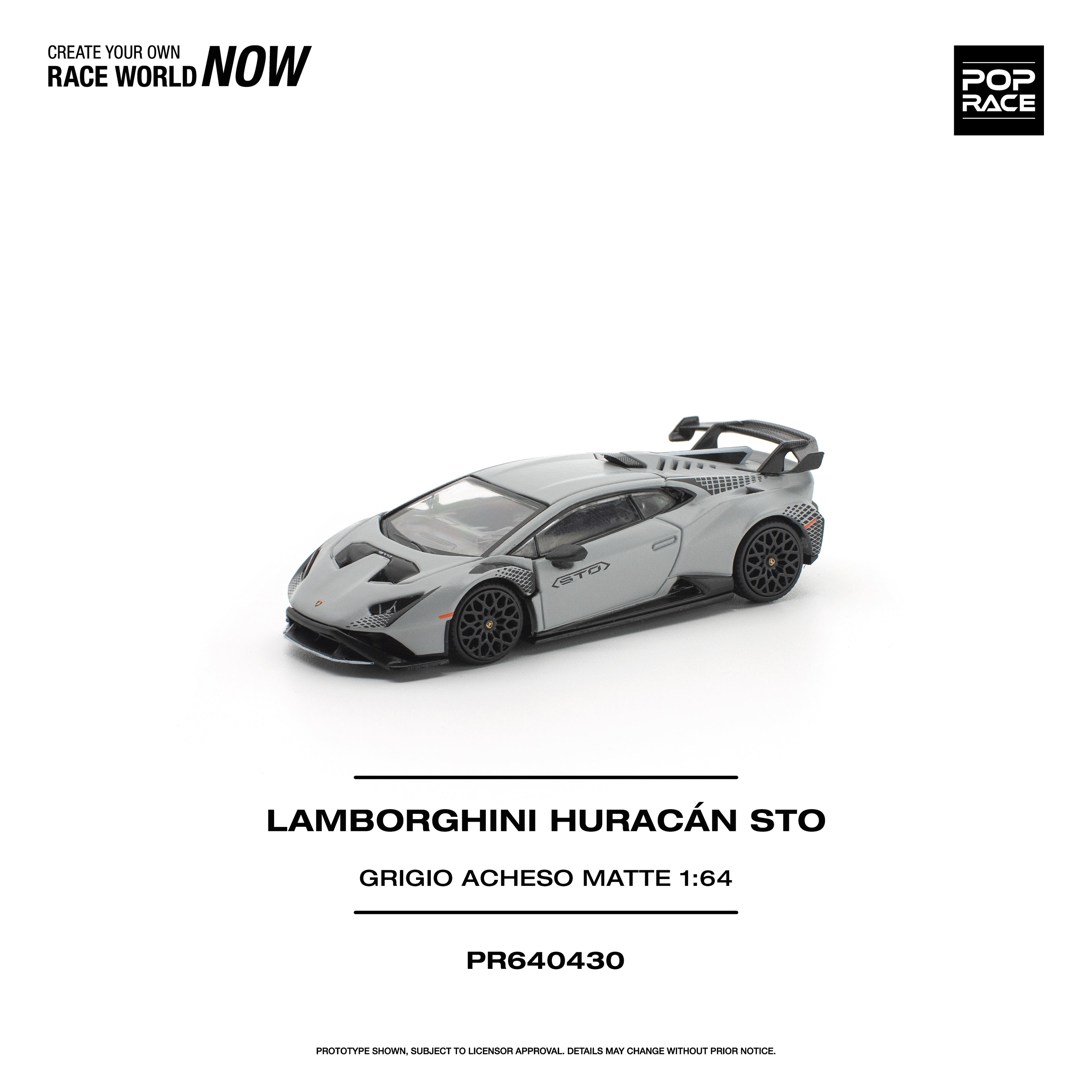 (Coming Soon) POPRACE 1/64 LAMBORGHINI HURACAN STO GRIGIO ACHESO MATTE