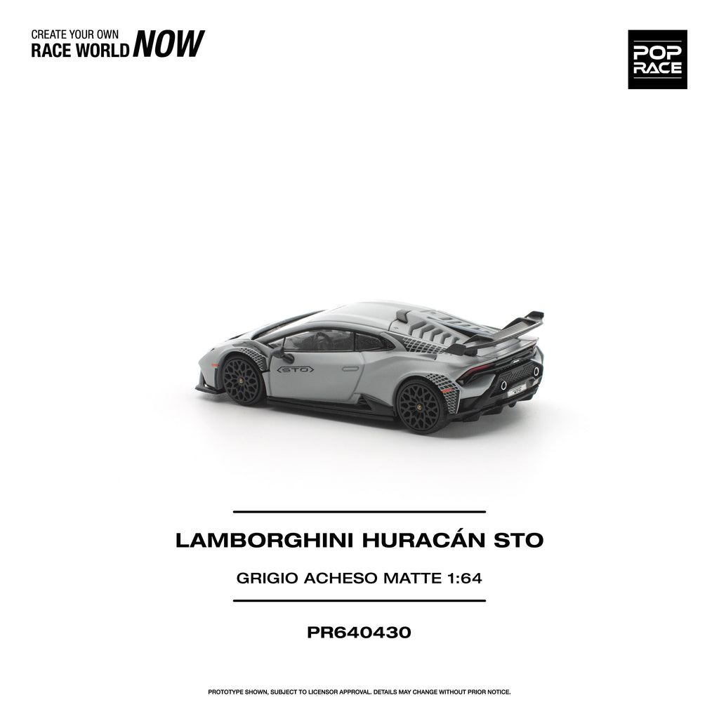 (Coming Soon) POPRACE 1/64 LAMBORGHINI HURACAN STO GRIGIO ACHESO MATTE