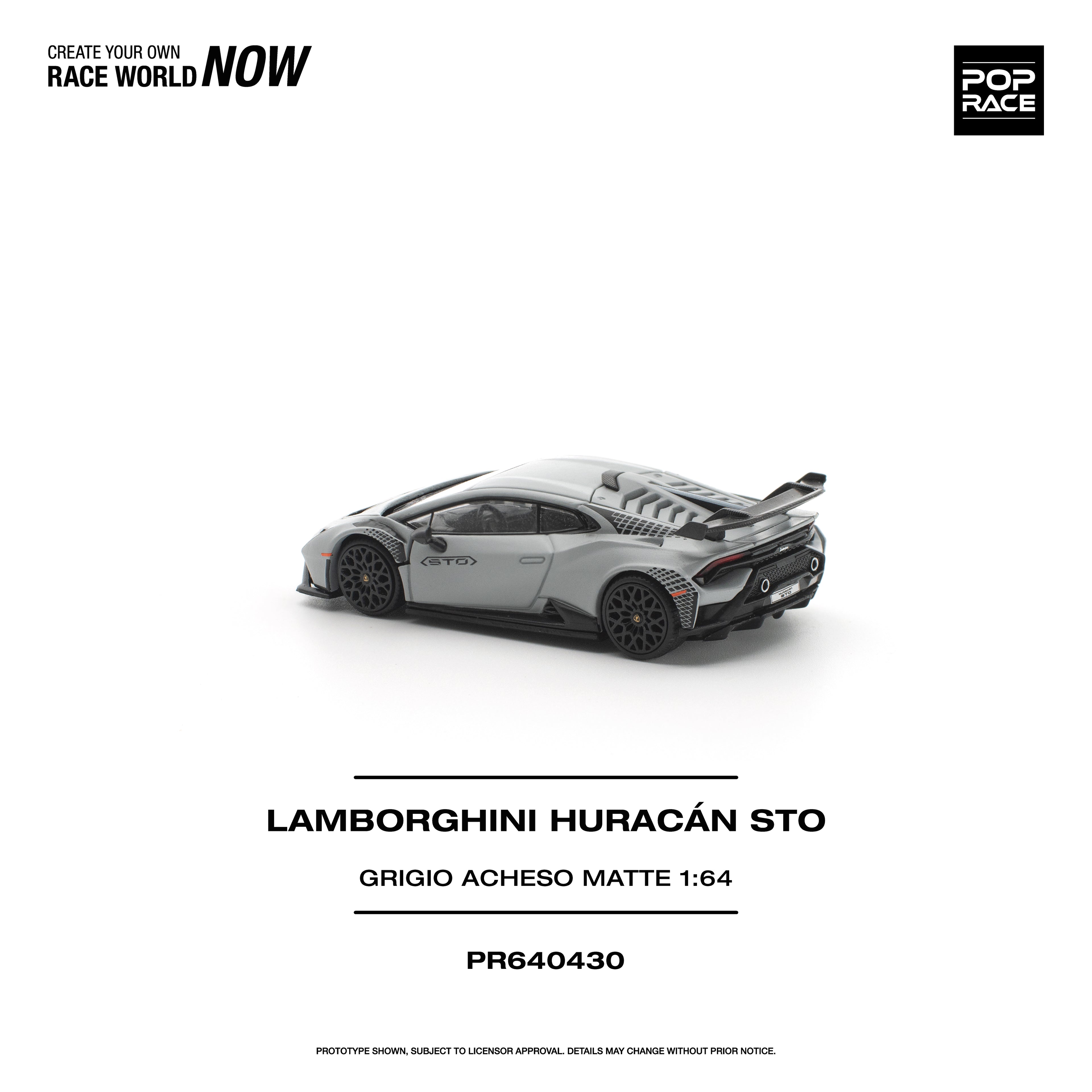 (Coming Soon) POPRACE 1/64 LAMBORGHINI HURACAN STO GRIGIO ACHESO MATTE