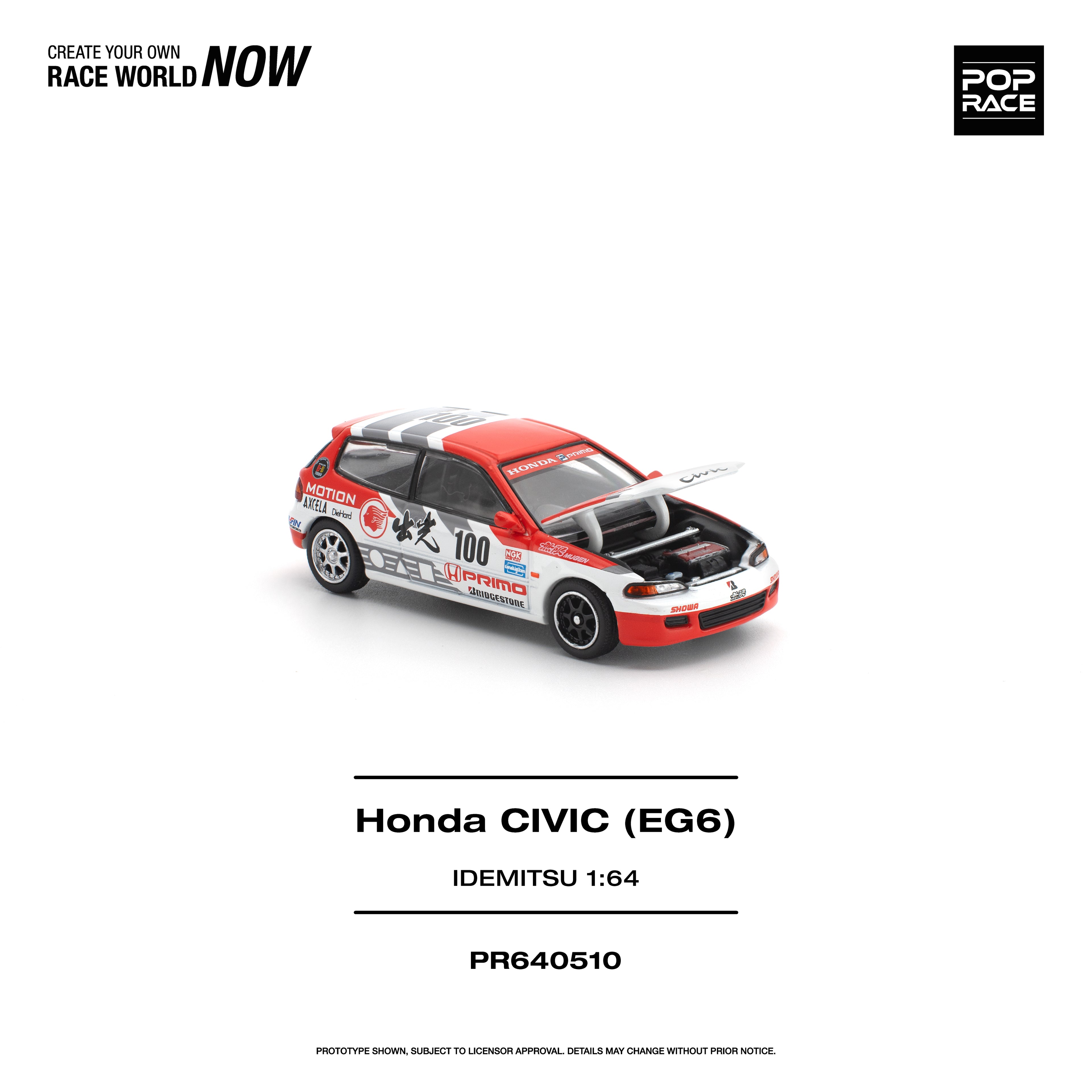 (Coming Soon) POPRACE 1/64 HONDA CIVIC (EG6) IDEMITSU MOTION INFINITE