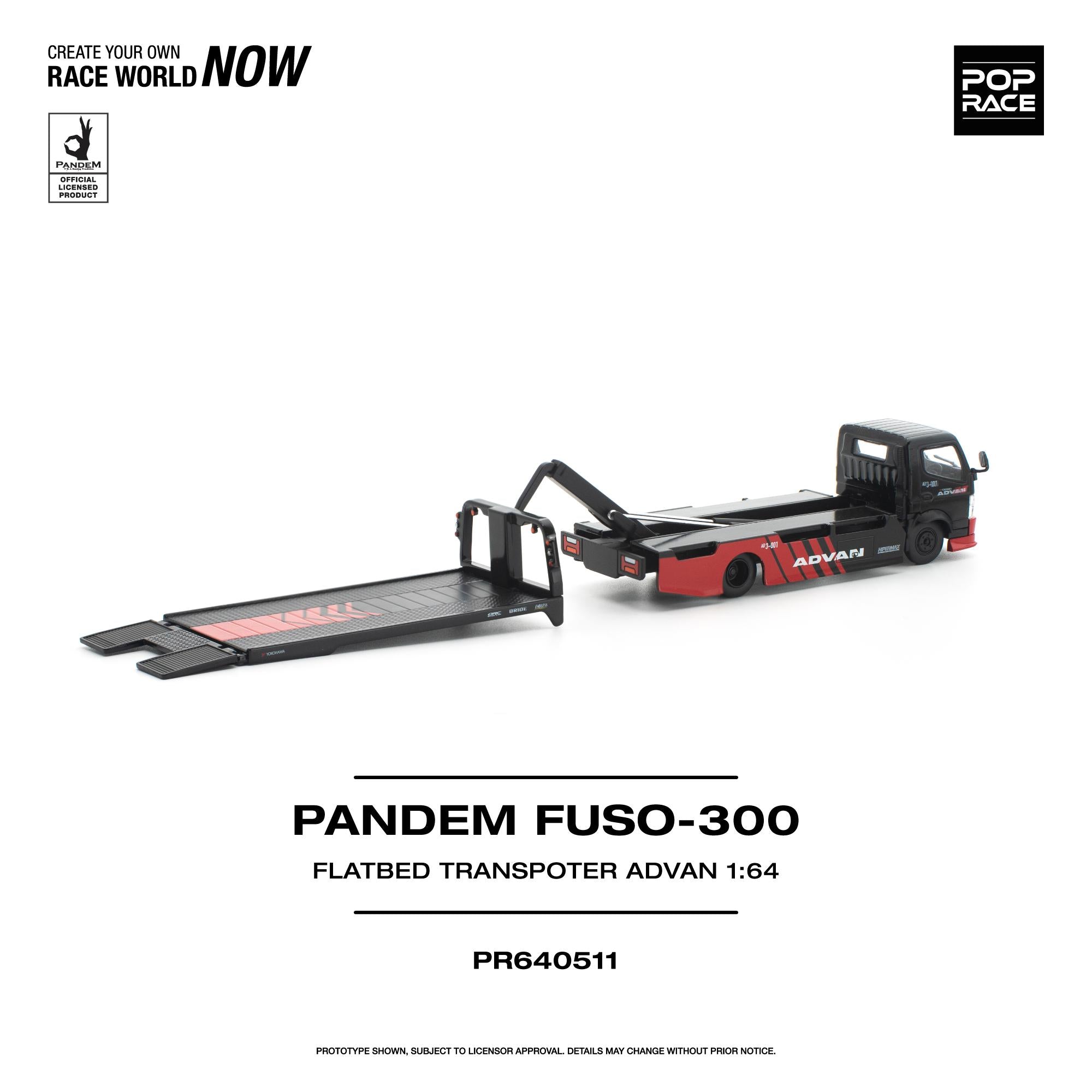 (Coming Soon) POPRACE 1/64 PANDEM FUSO 300 FLATBED TRANSPORTER ADVAN