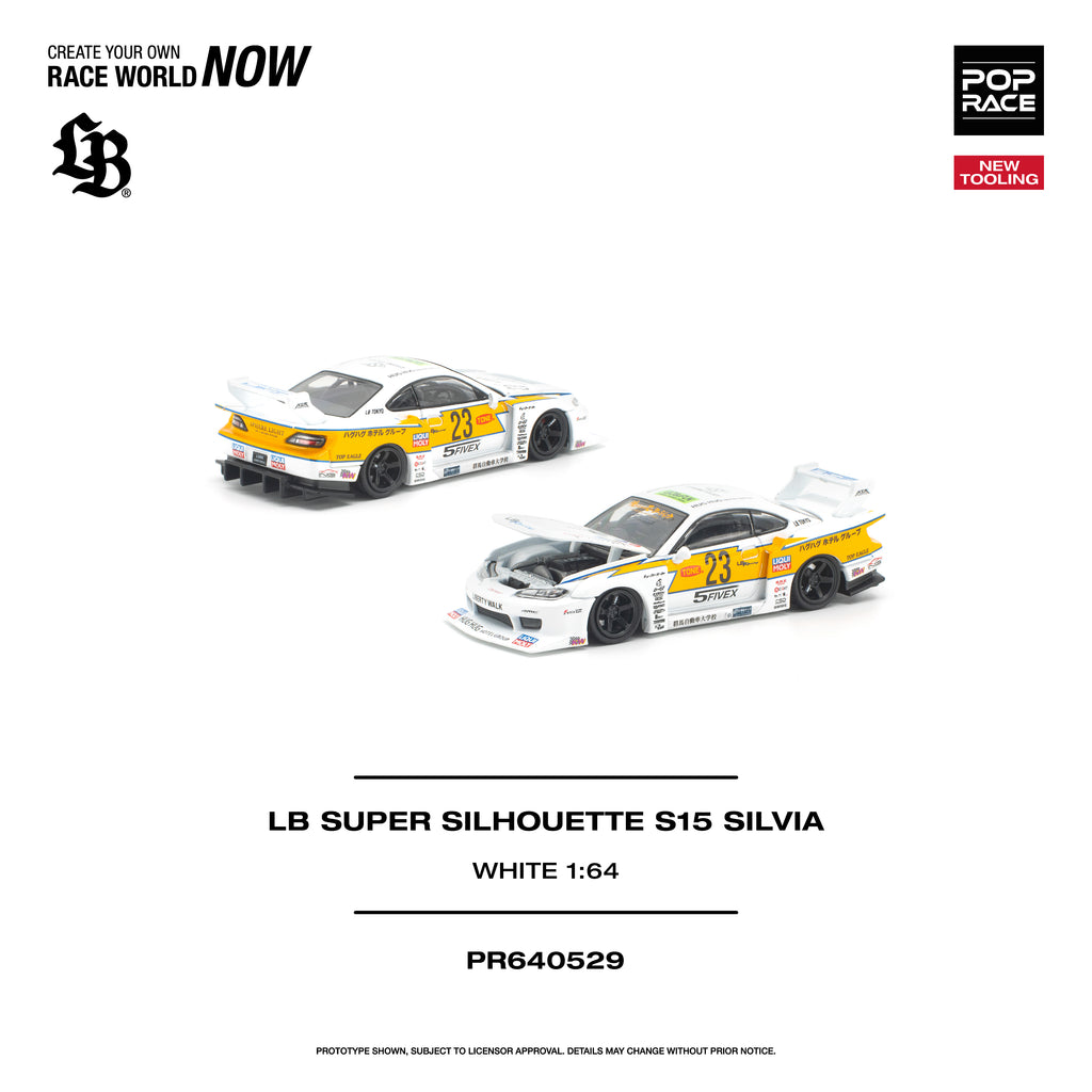 (Coming Soon) POPRACE 1/64 LB Super Silhouette S15 Silvia - WHITE