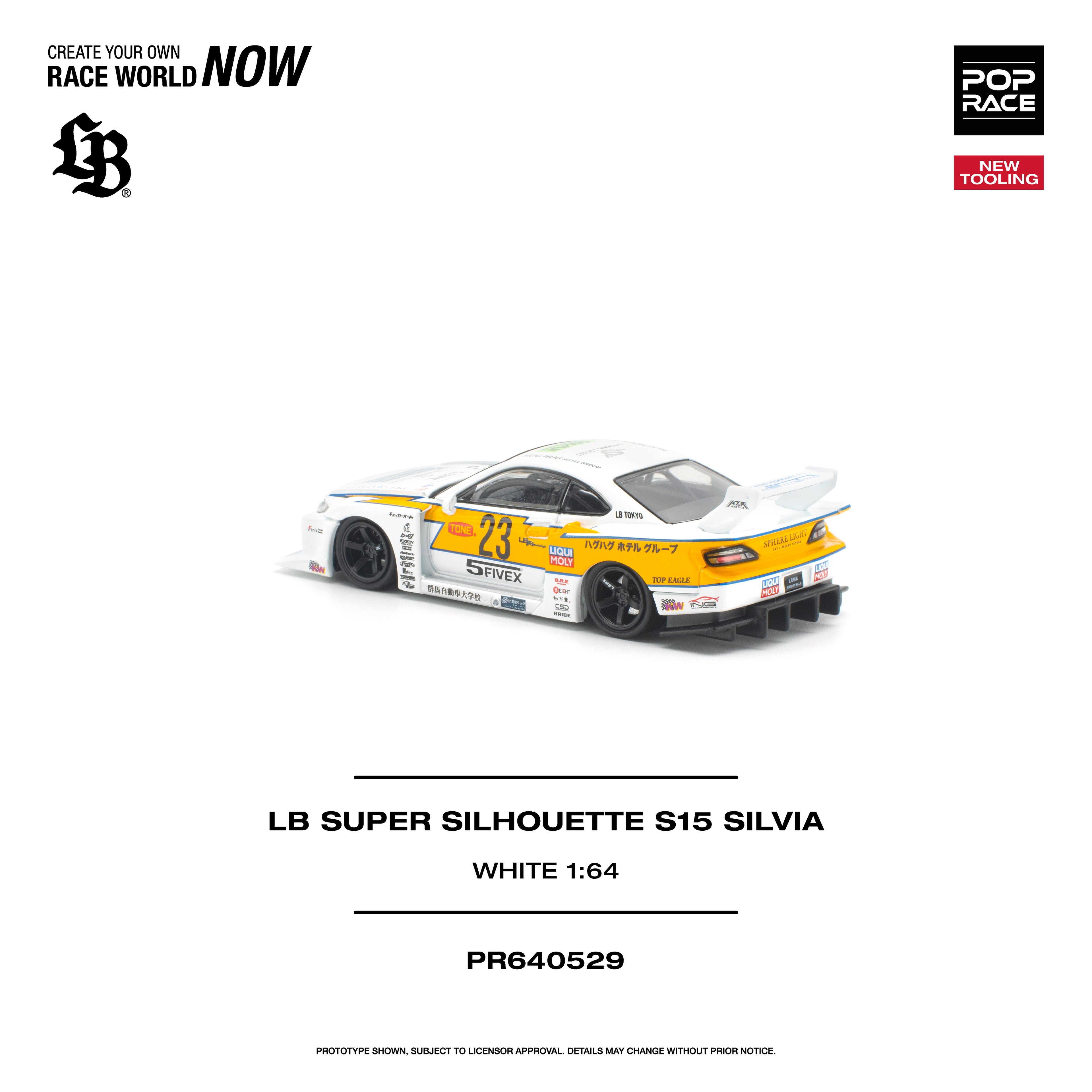 (Coming Soon) POPRACE 1/64 LB Super Silhouette S15 Silvia - WHITE