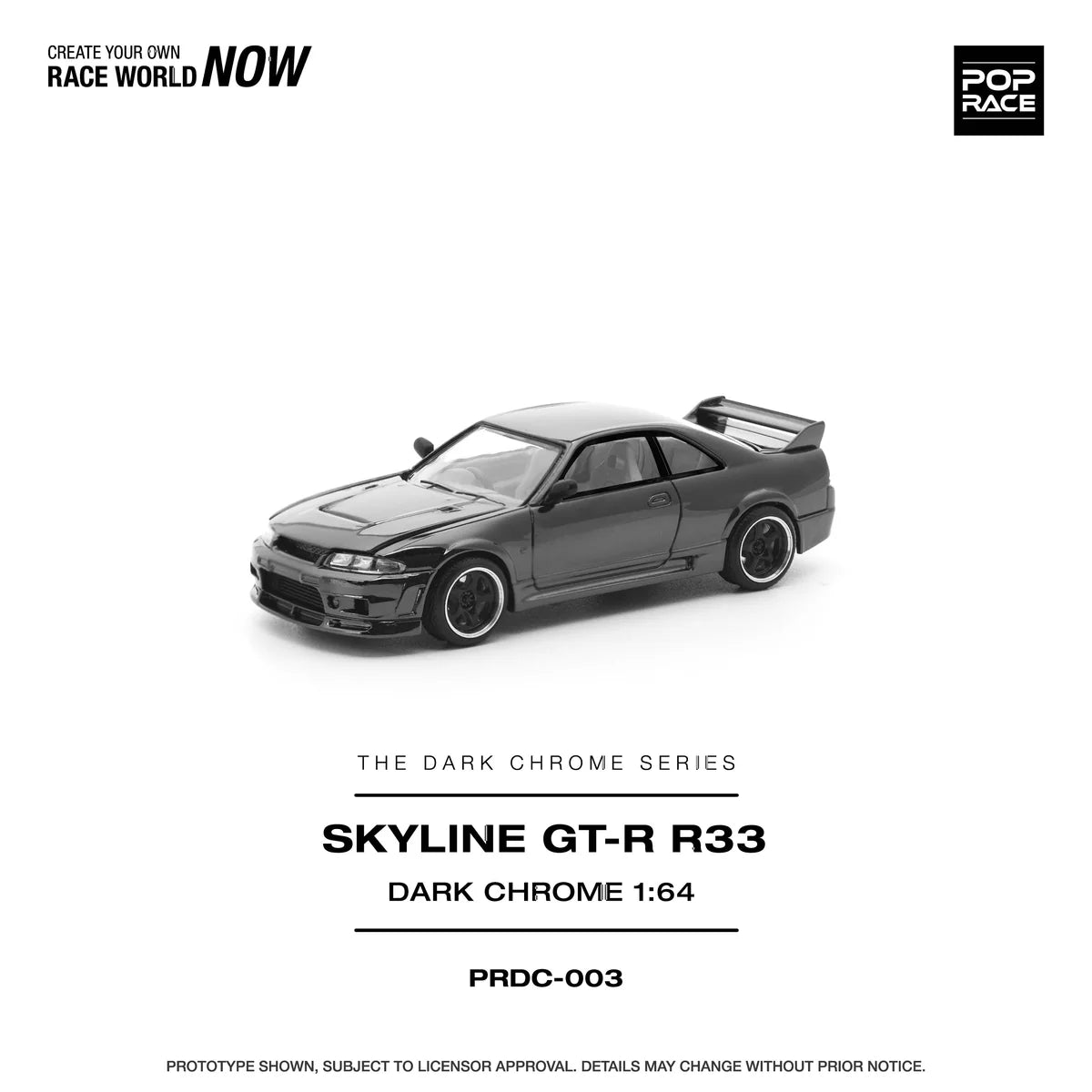 POPRACE 1:64 Nissan Skyline R-33 GT-R Dark Chrome Special Edition Pop Race