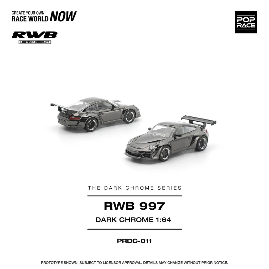 (Coming Soon) POPRACE 1/64 PANDEM RWB 997 DARK CHROME