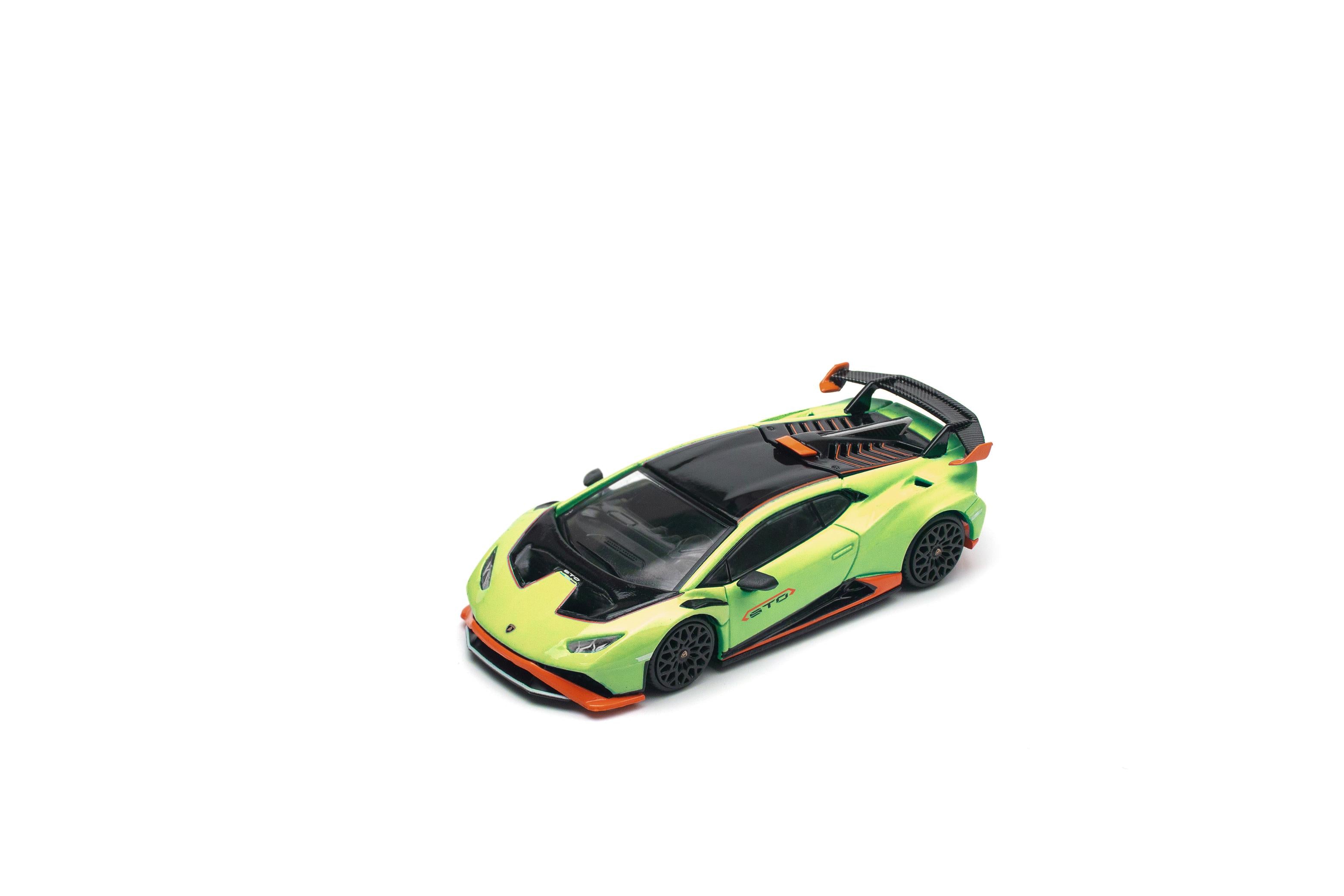 (Coming Soon) POPRACE 1/64 LAMBORGHINI HURACAN STO - VERDE CITREA/ARACIO DAC (enigma exclusive edition)