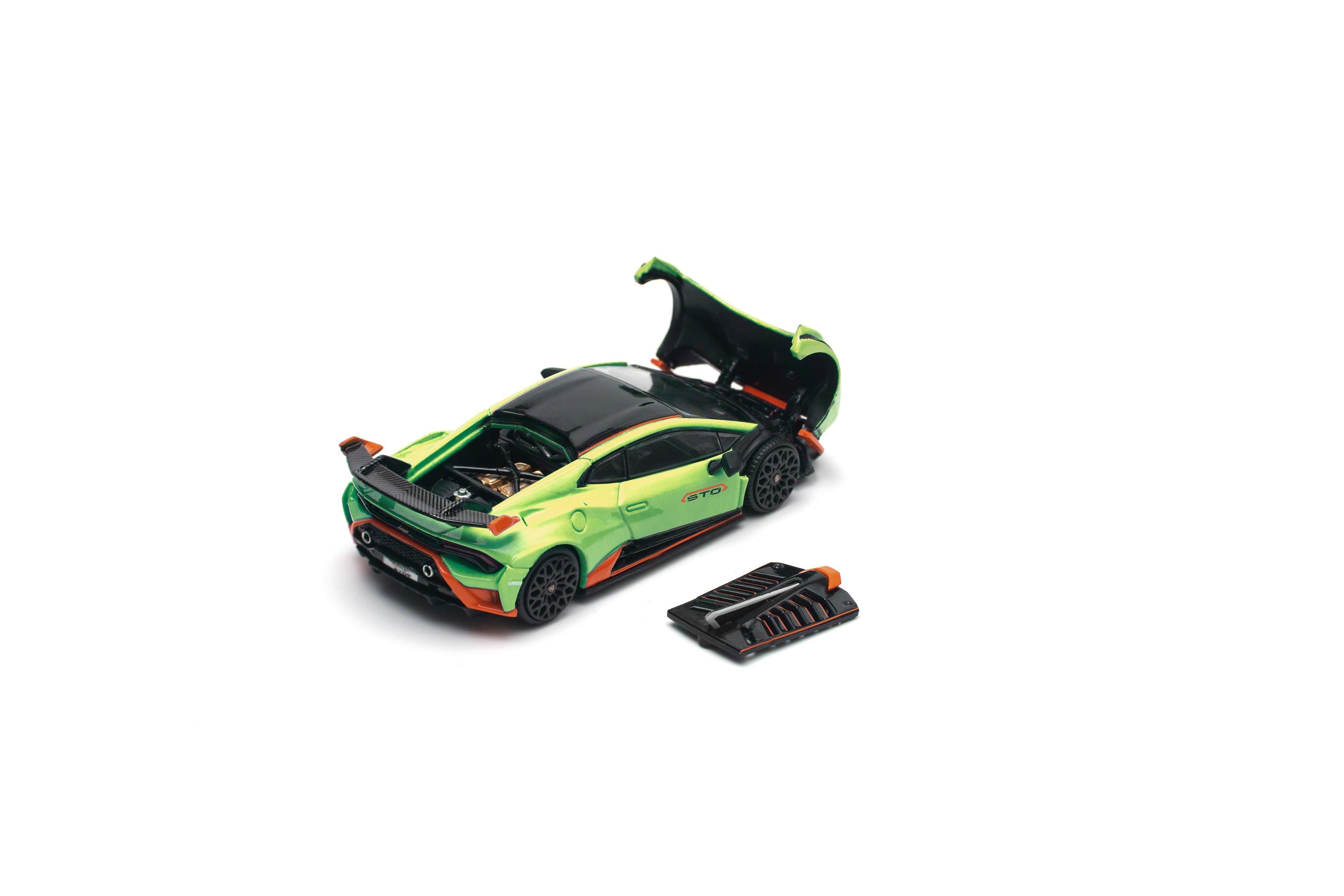 (Coming Soon) POPRACE 1/64 LAMBORGHINI HURACAN STO - VERDE CITREA/ARACIO DAC (enigma exclusive edition)