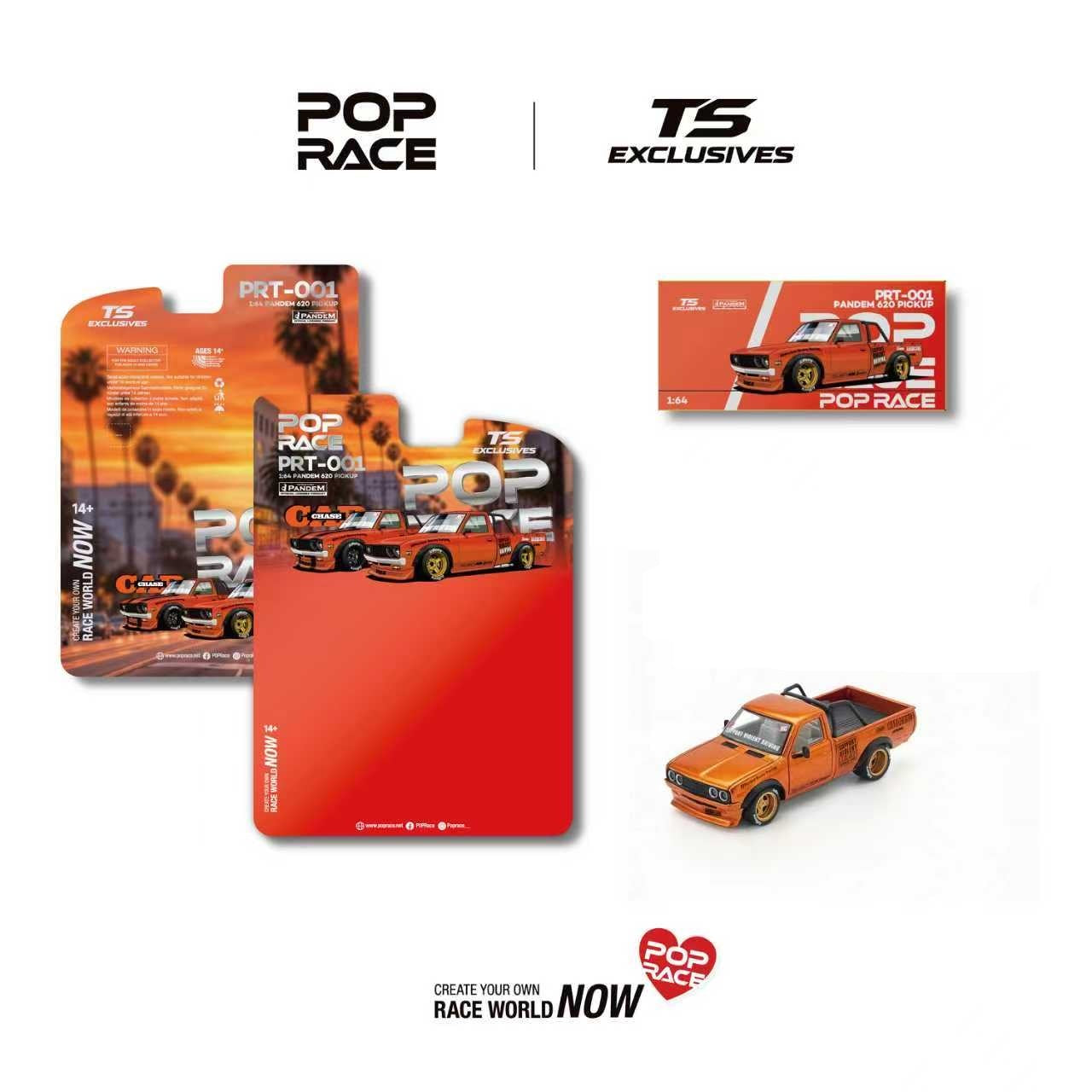 (Coming Soon) POPRACE x TS Exclusives 1/64 PANDEM 620 PICKUP – Orange Chrome