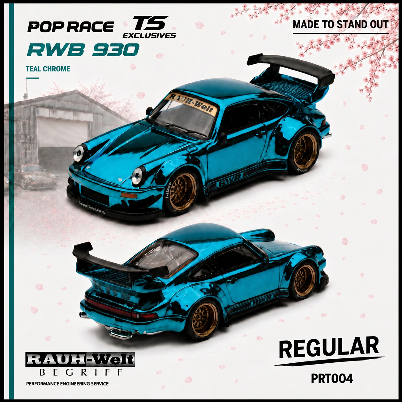 (Coming Soon) POPRACE x TS Exclusives 1/64 RWB 930 TEAL CHROME