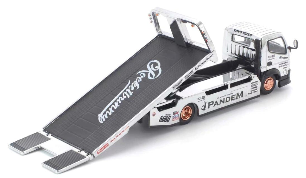 (Pre-Order) 12 Pcs (11 Regular & 1 Chase) POPRACE x TS Exclusives 1/64 PANDEM FUSO 300 Flatbed Transporter SILVER CHROME **DEADLINE July 10th 2026**