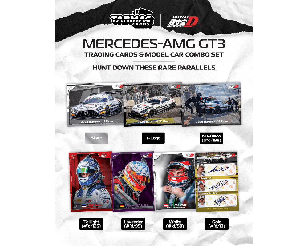 (Coming Soon) Tarmac Works 1:64 Mercedes-AMG GT3 Bathurst 12h 2026 Craft-Bamboo Racing Ralf Aron / Lucas Auer / Maximilian Götz Model Car + Trading Cards Combo Set- Hobby64