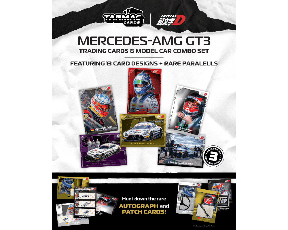 (Coming Soon) Tarmac Works 1:64 Mercedes-AMG GT3 Bathurst 12h 2026 Craft-Bamboo Racing Ralf Aron / Lucas Auer / Maximilian Götz Model Car + Trading Cards Combo Set- Hobby64
