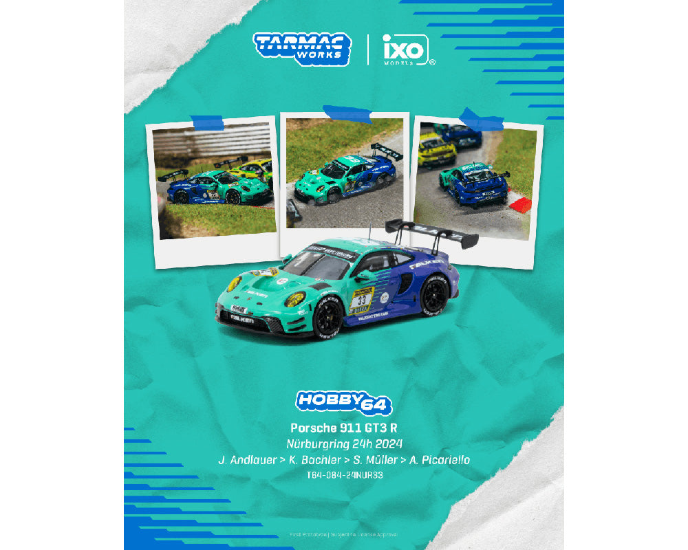 (Coming Soon) Tarmac Works 1:64 Porsche 911 GT3 R Nürburgring 24h 2024 Julien Andlauer / Klaus Bachler / Sven Müller / Alessio Picariello- Hobby64
