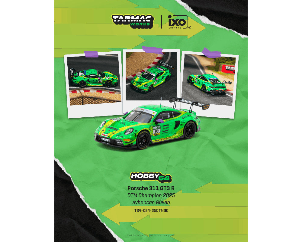 (Coming Soon) Tarmac Works 1:64 Porsche 911 GT3 R DTM Champion 2025 Ayhancan Güven – Hobby64