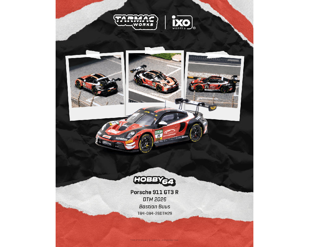 (Coming Soon) Tarmac Works 1:64 Porsche 911 GT3 R DTM 2026 Bastian Buus – Hobby64